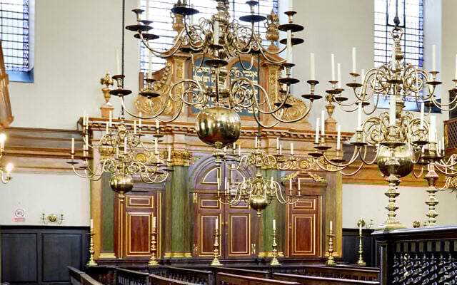 A view of the interior of London's Bevis Marks Synagogue, August 17, 2015. (Peter Dazeley/Getty Images via JTA) A view of the interior of London's Bevis Marks Synagogue, August 17, 2015. (Peter Dazeley/Getty Images via JTA)