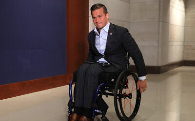 Rep. Madison Cawthorn (Republican - North Carolina) arrives for a House Republican conference meeting in the US Capitol Visitors Center in Washington, D.C., May 12, 2021. (Chip Somodevilla/Getty Images via JTA)