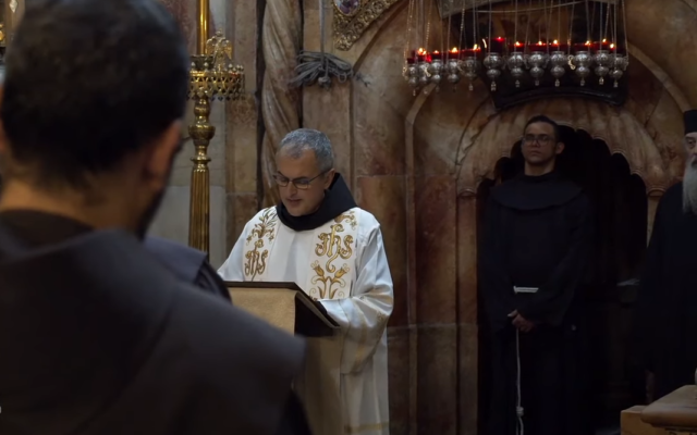 Minister General of the Franciscan Order, Massimo Fusarelli, speaks at the Basilica of the Holy Sepulchre in Jerusalem, October 20, 2021. (Screenshot: Youtube/Christian Media Center) Minister General of the Franciscan Order, Massimo Fusarelli, speaks at the Basilica of the Holy Sepulchre in Jerusalem, October 20, 2021. (Screenshot: Youtube/Christian Media Center)