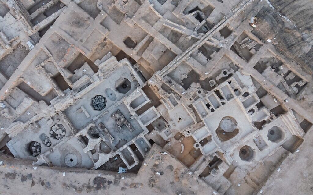 Aerial view of the Byzantine winepress uncovered in Yavne (Asaf Peretz/IAA)