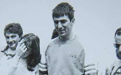 Air Force navigator Ron Arad, who went missing in 1986, with friends. (Israeli Air Force)