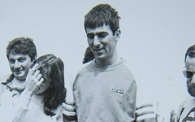 Air Force navigator Ron Arad, who went missing in 1986, with friends. (Israeli Air Force)