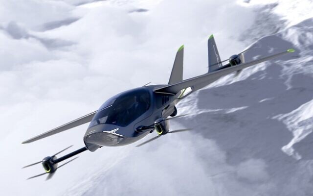 A simulated flight of the AIR one eVOTL aircraft by Israeli startup AIR. (Courtesy/AIR) A simulated flight of the AIR one eVOTL aircraft by Israeli startup AIR. (Courtesy/AIR)