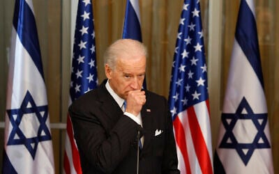 US Vice President Joe Biden during a press conference at the residence of Israel's Prime Minister Benjamin Netanyahu, not seen, in Jerusalem, Tuesday, March 9, 2010.(Ariel Schalit/AP)