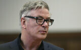 Actor Alec Baldwin stands in a New York City court, for a hearing on charges that he slugged a man during a dispute over a parking spot in 2018, on January 23, 2019. (Alec Tabac/The Daily News via AP, Pool, File)