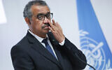 WHO Director-General Tedros Adhanom Ghebreyesus at the opening of the World Health Organization Academy in Lyon, central France, on September 27, 2021. (Denis Balibouse/Pool Photo via AP)