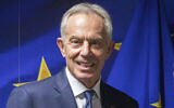 Former British prime minister Tony Blair is shown ahead of a meeting at the EU Charlemagne building in Brussels, on November 6, 2019. (Stephanie Lecocq/Pool via AP)