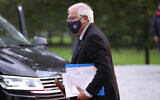 European Union foreign policy chief Josep Borrell arrives for a dinner, prior to an EU summit, at the Brdo Castle in Kranj, Slovenia, October 5, 2021. (Darko Bandic/AP)