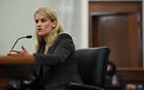 Former Facebook data scientist Frances Haugen speaks during a hearing of the Senate Commerce, Science, and Transportation Subcommittee on Consumer Protection, Product Safety, and Data Security, on Capitol Hill, Tuesday, Oct. 5, 2021, in Washington.  (Matt McClain/The Washington Post via AP, Pool)