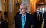 Senate Minority Leader Mitch McConnell of Kentucky, walks to a policy luncheon on Capitol Hill, Thursday, Oct. 7, 2021, in Washington. (Alex Brandon/AP)