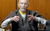 In this Monday, Aug. 9, 2021, file photo, New York real estate scion Robert Durst, 78, answers questions from defense attorney Dick DeGuerin, while testifying in his murder trial at the Inglewood Courthouse in Inglewood, Calif. (Gary Coronado/Los Angeles Times via AP, Pool, File)