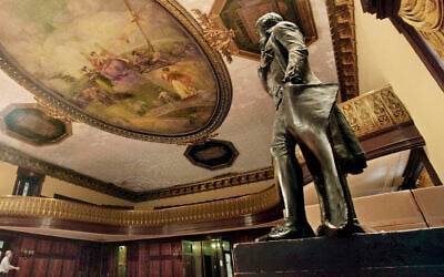 A statue of Thomas Jefferson, right, stands in New York's City Hall Council Chamber, on July 14, 2010. (AP Photo/Richard Drew, File) A statue of Thomas Jefferson, right, stands in New York's City Hall Council Chamber, on July 14, 2010. (AP Photo/Richard Drew, File)