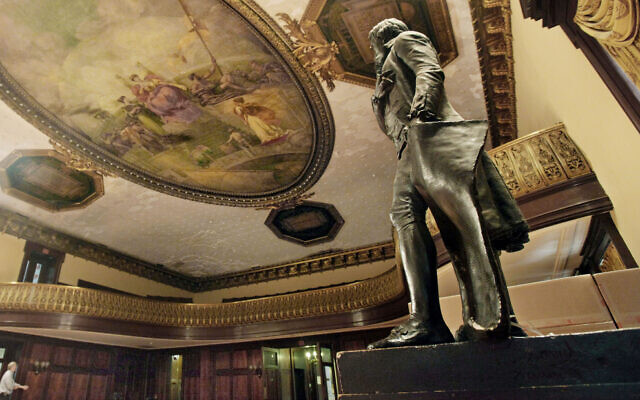 A statue of Thomas Jefferson, right, stands in New York's City Hall Council Chamber, on July 14, 2010. (AP Photo/Richard Drew, File) A statue of Thomas Jefferson, right, stands in New York's City Hall Council Chamber, on July 14, 2010. (AP Photo/Richard Drew, File)