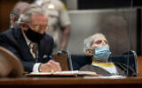 Robert Durst, seated with attorney Dick DeGuerin, is sentenced to life without possibility of parole for the killing of Susan Berman, at the Airport Courthouse in Los Angeles,  October 14, 2021. (Myung J. Chung/Los Angeles Times via AP, Pool)