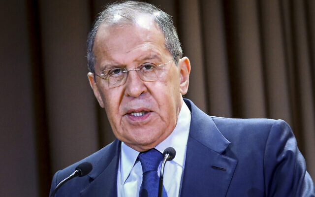 In this handout photo released by the Russian Foreign Ministry Press Service, Russian Foreign Minister Sergey Lavrov speaks on the side of the meeting dedicated to the 25th anniversary of the House of Russian Diaspora named after Alexander Solzhenitsyn in Moscow, Russia, October 18, 2021. (Russian Foreign Ministry Press Service via AP) In this handout photo released by the Russian Foreign Ministry Press Service, Russian Foreign Minister Sergey Lavrov speaks on the side of the meeting dedicated to the 25th anniversary of the House of Russian Diaspora named after Alexander Solzhenitsyn in Moscow, Russia, October 18, 2021. (Russian Foreign Ministry Press Service via AP)