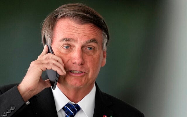 Brazilian President Jair Bolsonaro after meeting with Colombia's President Ivan Duque at Planalto presidential palace in Brasilia, Brazil, October 19, 2021. (AP Photo/Eraldo Peres) Brazilian President Jair Bolsonaro after meeting with Colombia's President Ivan Duque at Planalto presidential palace in Brasilia, Brazil, October 19, 2021. (AP Photo/Eraldo Peres)