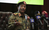 Sudan's head of the military, Gen. Abdel-Fattah Burhan, speaks during a press conference at the General Command of the Armed Forces in Khartoum, Sudan, on October 26, 2021. (AP Photo/Marwan Ali)