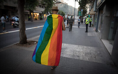 Illustrative -- The annual Pride parade in central Jerusalem on August 3, 2017 (Nati Shohat/Flash90)