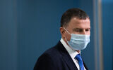 Then-health minister Yuli Edelstein seen during a press conference at the Prime Minister's Office in Jerusalem, on April 20, 2021. (Yonatan Sindel/Flash90)