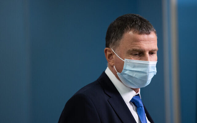 Then-health minister Yuli Edelstein seen during a press conference at the Prime Minister's Office in Jerusalem, on April 20, 2021. (Yonatan Sindel/Flash90) Then-health minister Yuli Edelstein seen during a press conference at the Prime Minister's Office in Jerusalem, on April 20, 2021. (Yonatan Sindel/Flash90)