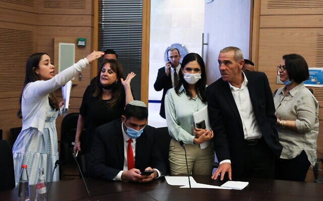 Members of Knesset, during the Arrangements Committee meeting at the Knesset, in Jerusalem, on July 12, 2021. (Olivier Fitoussi/Flash90) Members of Knesset, during the Arrangements Committee meeting at the Knesset, in Jerusalem, on July 12, 2021. (Olivier Fitoussi/Flash90)