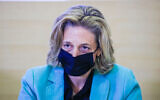 Dr. Sharon Alroy-Preis, head of public health services at the Health Ministry,  attends a press conference about coronavirus, in Jerusalem, on August 29, 2021. (Olivier Fitoussi/Flash90)