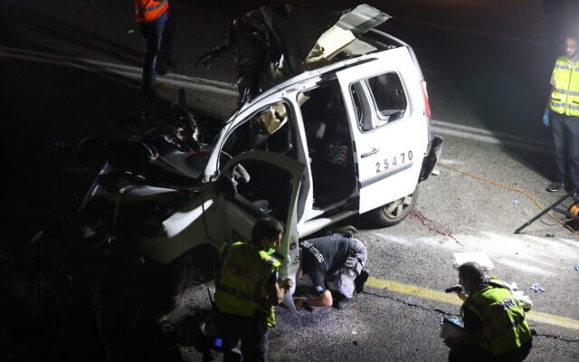 The scene of a serious accident between a bus and two cars on Route 89 in the northern Galilee, September 29, 2021. (David Cohen/Flash90) The scene of a serious accident between a bus and two cars on Route 89 in the northern Galilee, September 29, 2021. (David Cohen/Flash90)