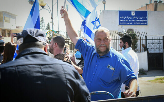 Benzi Gopstein, chairman of the far-Right group Lehava seen in Kfar Qasim, October 5, 2021. (Yossi Zeliger/Flash90) Benzi Gopstein, chairman of the far-Right group Lehava seen in Kfar Qasim, October 5, 2021. (Yossi Zeliger/Flash90)