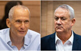 (L) Public Security Minister Omer Barlev during a meeting at the Knesset, September 13, 2021 and (R) Defense Minister Benny Gantz during meeting at the Knesset, October 19, 2021. (Olivier Fitoussi; Yonatan Sindel/Flash90)