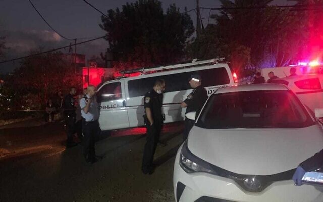 The scene where a man was shot in Umm al-Fahm, October 19, 2021 (Israel Police)