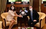Swedish Foreign Minister Ann Linde meets with President Isaac Herzog in Jerusalem on October 18, 2021. (Haim Zach/GPO)