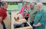 Jurgen Krauss, who bakes challah for his family's synagogue, shows off his Passover-inspired pavlova in 'The Great British Bake Off' tent. (Screenshot from Netflix)