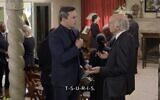L-R: Jon Hamm and Larry David discuss Yiddish words during the first episode of Season 11 of "Curb Your Enthusiasm." (Screenshot from HBO via JTA)