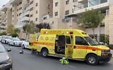 The scene where a man was stabbed to death in his home in Beit Shemesh, October 30, 2021 (Screen grab)