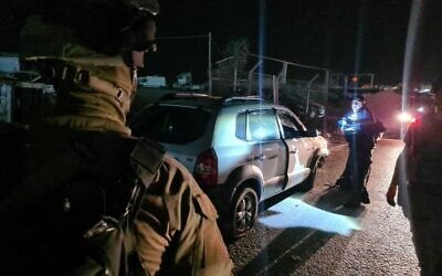 The scene of a car ramming attack near the Qalandiya checkpoint on October 8, 2021. (Border Police)