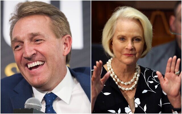 (L-R) Then Sen. Jeff Flake, R-Ariz. participates in an interview at a forum held by the The Atlantic in Washington on Oct. 2, 2018 and Cindy McCain, wife of former Arizona Sen. John McCain, waves to the crowd after being acknowledged by Arizona Republican Gov. Doug Ducey during his State of the State address in Phoenix on Jan. 13, 2020. (Composite/AP) (L-R) Then Sen. Jeff Flake, R-Ariz. participates in an interview at a forum held by the The Atlantic in Washington on Oct. 2, 2018 and Cindy McCain, wife of former Arizona Sen. John McCain, waves to the crowd after being acknowledged by Arizona Republican Gov. Doug Ducey during his State of the State address in Phoenix on Jan. 13, 2020. (Composite/AP)