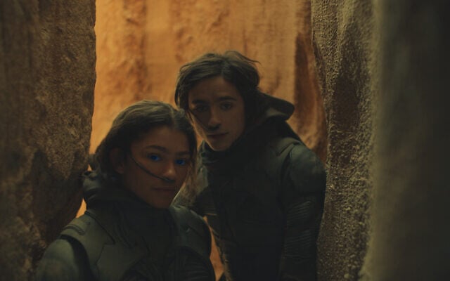 Zendaya as Chani and Timothee Chalamet as Paul Atreides in 'Dune.' (Courtesy of Warner Bros. Pictures and Legendary Entertainment)