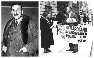 Undated portrait of Austrian novelist, playwright, journalist and biographer Stefan Zweig. (AP Photo); A London woman buys a newpaper announcing Nazi Germany's invasion of Poland, on September 1, 1939. (AP Photo)