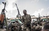 A soldier from the Ethiopian National Defense Forces gestures after finishing training in the field of Dabat, 70 kilometers (43 miles) northeast of the city of Gondar, Ethiopia, on September 14, 2021. (Amanuel Sileshi/AFP)