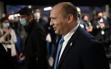 Prime Minister Naftali Bennett at the COP26 climate conference in Glasgow, Scotland, on November 2, 2021. (Oli Scarff/AFP)