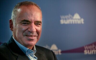 Garry Kasparov poses for a photograph during an interview at the Web Summit in Lisbon, Portugal, on November 3, 2021. (Carlos Costa/AFP)
