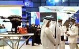 Military equipment is displayed at the Dubai Airshow in the Gulf emirate, on November 14, 2021. (Giuseppe CACACE / AFP)