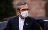 Iran's chief nuclear negotiator Ali Bagheri arrives at the Coburg Palais, the venue of the Joint Comprehensive Plan of Action (JCPOA) meeting, in Vienna on November 29, 2021. (Vladimir Simicek/AFP)