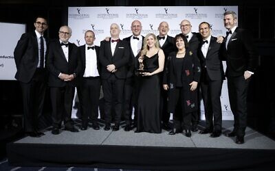 Tehran cast and crew pose during the 49th International Emmy Awards on November 22, 2021 in New York City.   (Arturo Holmes/Getty Images/AFP)