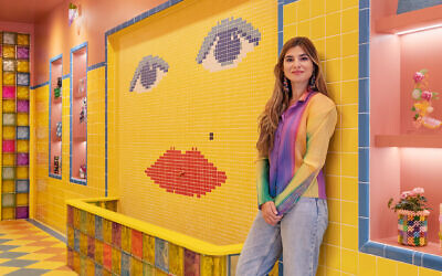Susan Alexandra opened a physical storefront, offering her trademark beaded products, on 33 Orchard Street on New York's Lower East Side, October 29, 2021. (Eric Petschek/ via JTA)