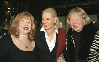 Undated image of Helene Fortunoff (left) with Lauren Bacall and Liz Smith at an event in New York City. (Randy Brooke/ WireImage via JTA)