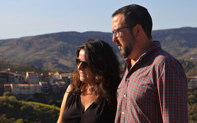 Anne Aletá, left, and Moisés Cohen on their Clos Mesorah Estate Winery in 2018. (David Silverman/Getty Images/ via JTA)