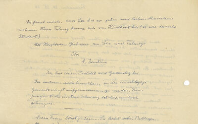 A handwritter letter from 1939 by celebrated phycist Albert Einstein in which he described antisemitism in US academia. (Kedem Auction House)