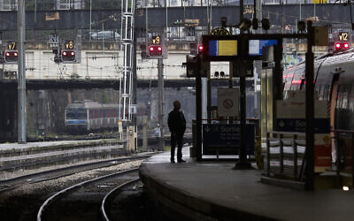 Illustrative -- A man stands on a platform at the Gare Saint Lazare train station, in Paris, June 2, 2016 (AP Photo/Markus Schreiber)