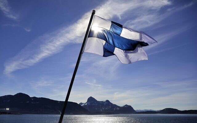 Illustrative: Finland's flag flies aboard the Finnish icebreaker MSV Nordica as it arrives into Nuuk, Greenland, July 29, 2017. (AP Photo/David Goldman, file) Illustrative: Finland's flag flies aboard the Finnish icebreaker MSV Nordica as it arrives into Nuuk, Greenland, July 29, 2017. (AP Photo/David Goldman, file)